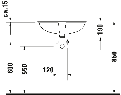 Duravit DuneTezgah Altı Lavabo 52 cm - 481570000 - 3