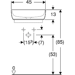 Geberit Geberit Aniara Dikdörtgen Çanak Lavabo: 45x35cm, Batarya Deliği=Yok, Taşma=Yok, Beyaz - 510.059.00.1 - 4