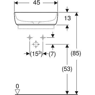 Geberit Geberit Aniara Dikdörtgen Çanak Lavabo: 45x35cm, Batarya Deliği=Yok, Taşma=Yok, Beyaz - 510.059.00.1 - 4