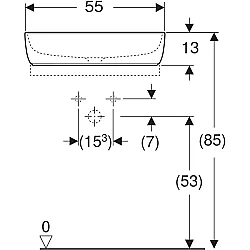 Geberit Geberit Aniara Dikdörtgen Çanak Lavabo: 55x35cm, Batarya Deliği=Yok, Taşma=Yok, Beyaz - 510.060.00.1 - 4