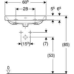 Geberit Geberit Aniara Lavabo: 60.5x48.5cm, Batarya Deliği=Yok, Taşma=Görünür, Simetrik, Beyaz - 510.051.00.5 - 4