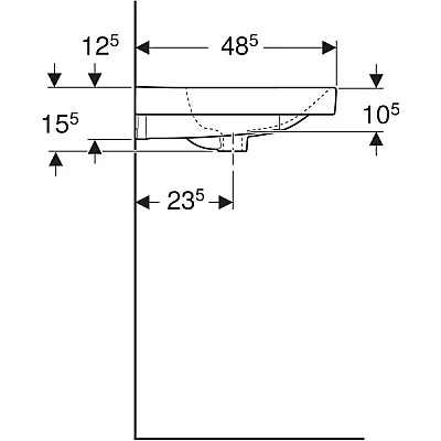Geberit Geberit Aniara Lavabo: 60.5x48.5cm, Batarya Deliği=Yok, Taşma=Görünür, Simetrik, Beyaz - 510.051.00.5 - 5
