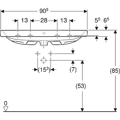 Geberit Geberit Aniara Lavabo: 90.5x48.5cm, Batarya Deliği=Yok, Taşma=Görünür, Simetrik, Beyaz - 510.053.00.5 - 4