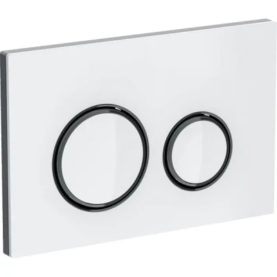 Geberit Kumanda Kapağı Sigma21 - Çift Basmalı Beyaz Cam / Siyah Krom - 115.651.SI.1 - 1