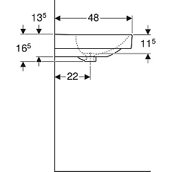 Geberit Smyle etajerli Lavabo, Batarya Delikli, 75 cm - 500.249.01.1 - 5