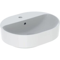 Geberit VariForm çanak lavabo, eliptik ve batarya banklı, taşma deliksiz, 60x45 cm - 500.778.01.2 - 1