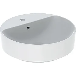 Geberit VariForm Çanak Lavabo, Yuvarlak ve Batarya Banklı, Taşma Delikli, D45 cm - 500.769.01.2 - Geberit