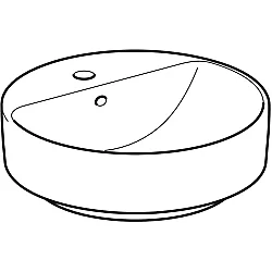 Geberit VariForm Çanak Lavabo, Yuvarlak ve Batarya Banklı, Taşma Delikli, D45 cm - 500.769.01.2 - 2
