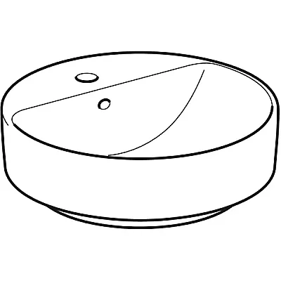 Geberit VariForm Çanak Lavabo, Yuvarlak ve Batarya Banklı, Taşma Delikli, D45 cm - 500.769.01.2 - 2