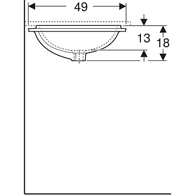 Geberit VariForm Tezgah Altı Lavabo, Eliptik, Taşma Deliksiz, 55x40 cm - 500.758.01.2 - 5