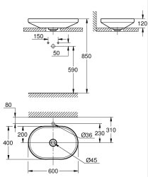 Grohe Airio Çanak Lavabo 60 cm - 3996600H - 2