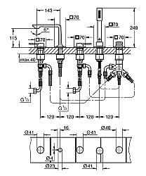 GROHE Allure 5 Delikli Ankastre Küvet Bataryası, Fırçalı Sert Grafit - 25221AL1 - 3