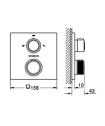 GROHE Allure Ankastre Termostatik Küvet Bataryası, 2 Çıkışlı, Entegre Yönlendiricili, Fırçalı Bakır - 19446DA2 - 4