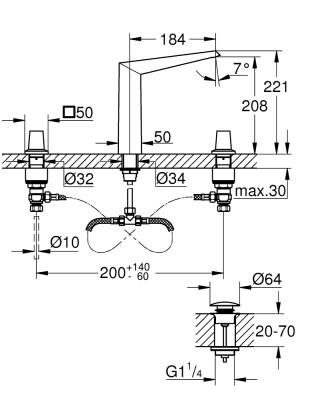 Grohe Allure Brilliant 3 Delikli Lavabo Bataryası - 20634SD0 - 2