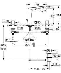 Grohe Allure Brilliant Private Collection Üç delikli lavabo bataryası 1/2″ L-Boyut - 20668DC0 - 2
