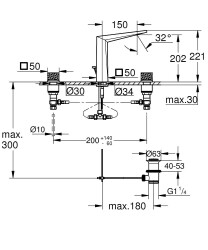 Grohe Allure Brilliant Private Collection Üç delikli lavabo bataryası 1/2″ L-Boyut - 20670AL0 - 2