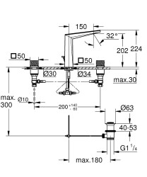 Grohe Allure Brilliant Private Collection Üç delikli lavabo bataryası 1/2″ L-Boyut - 20671DC0 - 2