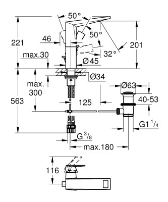 Grohe Allure Brilliant Tek kumandalı lavabo bataryası 1/2