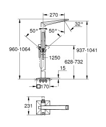 Grohe Allure Brilliant Yerden küvet bataryası - 24348000 - 2