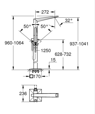 Grohe Allure Brilliant Yerden Küvet Bataryası - 24422AL0 - 2