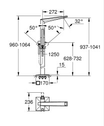 Grohe Allure Brilliant Yerden Küvet Bataryası - 24423000 - 2