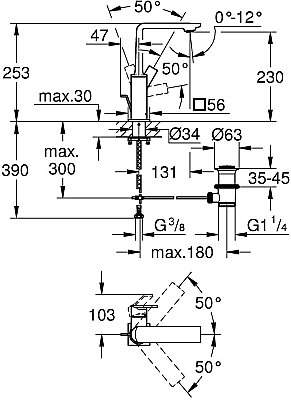 GROHE Allure Lavabo Bataryası (L-Boy), Sifon Kumandalı, Fırçalı Bakır - 32146DA1 - 5