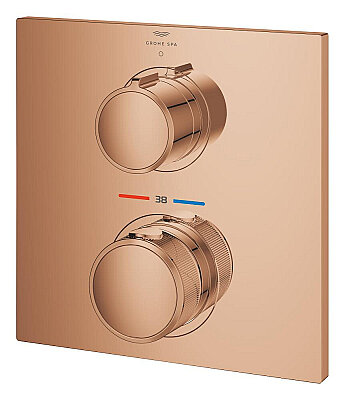 GROHE Allure New Ankastre Termostatik Duş Bataryası, 1 Çıkışlı, Fırçalı Bakır - 19380DA2 - 2