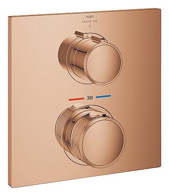 GROHE Allure New Ankastre Termostatik Duş Bataryası, 1 Çıkışlı, Fırçalı Bakır - 19380DA2 - 1