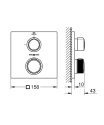 Grohe Allure Tek valfli akış kontrollü, ankastre termostatik duş bataryası - 19380002 - 2