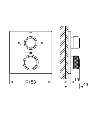 Grohe Allure Thermostat for concealed installation with 2-way diverter head shower/hand shower - 29181GN2 - 2