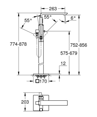 Grohe Allure Yerden Küvet Bataryası - 25222001 - 2