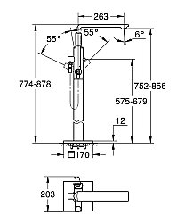 GROHE Allure Yerden Montajlı Küvet Bataryası, Tek Kollu, Fırçalı Sert Grafit - 25222AL1 - 4