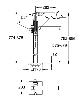 GROHE Allure Yerden Montajlı Küvet Bataryası, Tek Kollu, Fırçalı Sert Grafit - 25222AL1 - 4