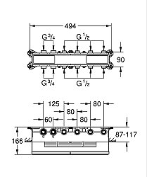 Grohe Aqua Tiles Ankastre Termostatik Montaj Gövdesi 4 Çıkışlı - 1068810000 - 5