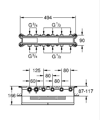 Grohe Aqua Tiles Ankastre Termostatik Montaj Gövdesi 4 Çıkışlı - 1068810000 - 5