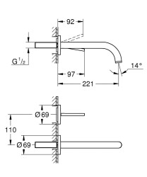 Grohe Atrio 2 Delikli joystick lavabo bataryası - 29406000 - 2