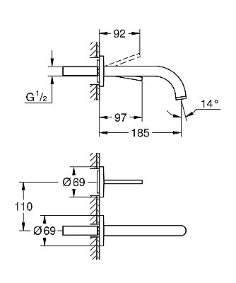 GROHE Atrio 2 Delikli Lavabo Bataryası (L-Boy), Fırçalı Altın - 29410GN0 - 3