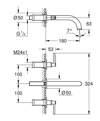 Grohe Atrio 3 delikli lavabo bataryası 1/2