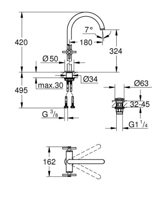 Grohe Atrio Çanak Lavabo Bataryası Warm Sunset - 21149DA0 - 2