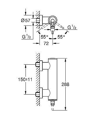 GROHE Atrio Duş Bataryası, Duvar Tipi, Fırçalı Altın - 24366GN0 - 2