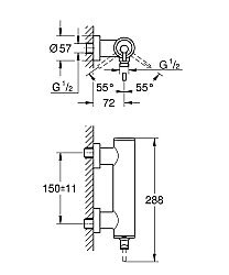 GROHE Atrio Duş Bataryası, Duvar Tipi, Fırçalı Bakır - 24366DL0 - 2