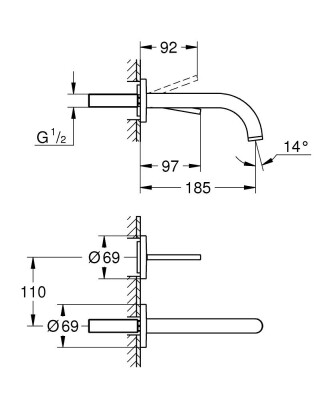 Grohe Atrio İki delikli lavabo bataryası joystick - 29410AL0 - 2
