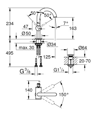 Grohe Atrio Lavabo Bataryası 1/2″ M-Boyut - 24363AL0 - 2