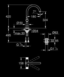 Grohe Atrio Lavabo Bataryası 1/2″ XL-Boyut - 21142000 - 2