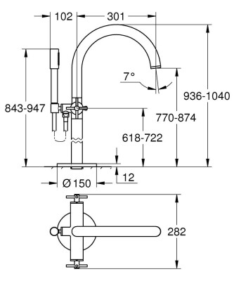 Grohe Atrio New Yerden Küvet Bataryası - 25272AL0 - 2