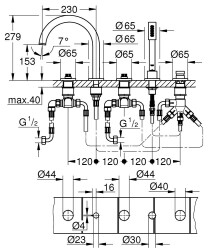 Grohe Atrio Private Collection 5 Delikli Küvet Bataryası - 25224AL0 - 2