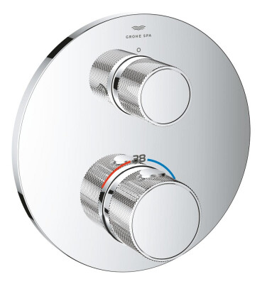 Grohe Atrio Private Collection Entegre kapatma/yönlendirme vanası ve düğmeli 2 çıkışlı termostatik duş bataryası - 24396000 - 1