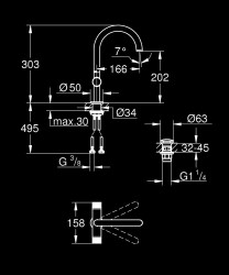 Grohe Atrio Private Collection Tek delikli lavabo bataryası 1/2″ L-Boyut - 21138DA0 - 2