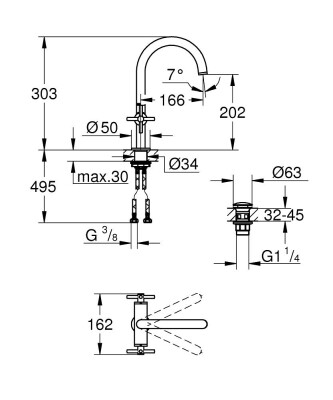 Grohe Atrio Tek delikli lavabo bataryası 1/2