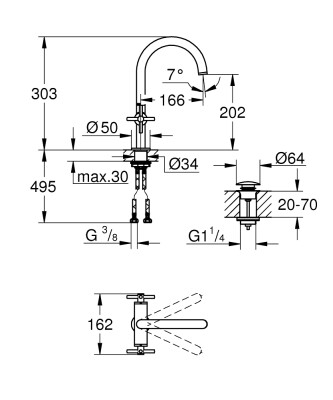 Grohe Atrio Tek delikli lavabo bataryası 1/2
